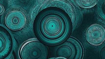  a blue and green abstract background with circles and swirls.  generative ai