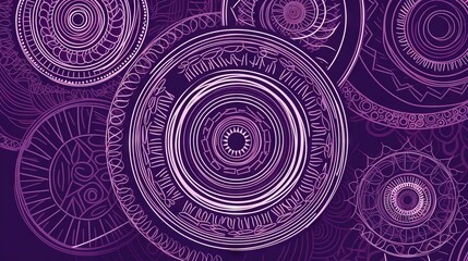  a purple background with a bunch of circular objects on it.  generative ai