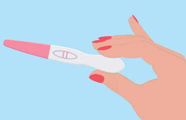 Pregnancy test in hand pregnancy positive result vector illustration