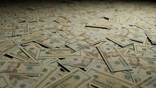 Cash Background With Twenty Dollar Bills. Finance Concept.