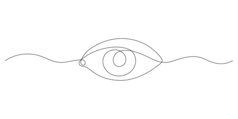 Eye one art continuous line drawing, visual sign. Symbol of vision. Single line of human eye icon. Vector