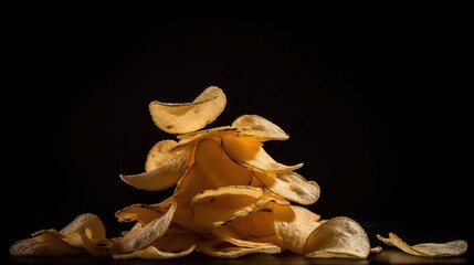 Wall Mural -  a pile of potato chips sitting on top of a table.  generative ai