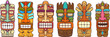Traditional polynesian tiki idol. Illustration of tribal tiki mask. Design element for decorations. Vector illustration