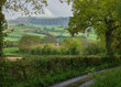 View of The Herefordshire countryside on a lane near Rowlestone, England.
