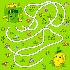 Wall Mural - Funny maze for kids. Puzzle for children. cartoon character. Labyrinth conundrum. Find the right path. Vector illustration.