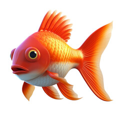 Wall Mural - Goldfish, cartoon style, isolated background. Generative AI