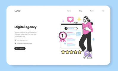 Wall Mural - digital promotion web banner or landing page. smm, website