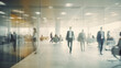 © Farnaces - Blurred view through glass of a modern office with people at work. Generative AI
