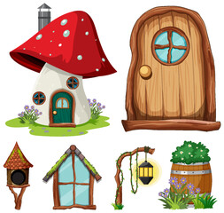 Canvas Print - set of fairy tales house elements