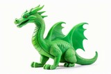 Fototapeta Dinusie - Green wooden dragon toy. Generate Ai