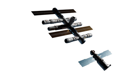 Wall Mural - illustration with an artificial earth satellite on the theme of space industry technology