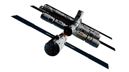 Wall Mural - illustration with an artificial earth satellite on the theme of space industry technology