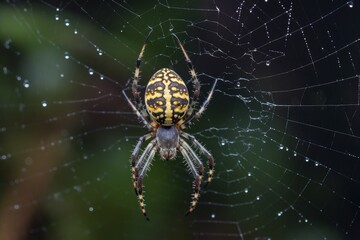 Orb weaver spider arabesca predator. Generate Ai