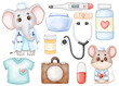 Animal doctors and medical equipment children clipart