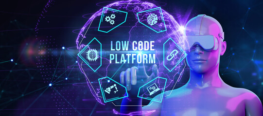 Low Code software development platform technology concept. 3d illustration