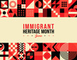 Immigrant Heritage Month Vector Illustration. National June Awareness. New York Celebration Week. Horizontal Neo Geometric pattern concept abstract graphic. Social media post, website header promotion