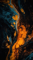 Canvas Print - Nebula-inspired paint texture showcases a liquid, abstract flow reminiscent of outer space. Intricate ink pattern and vivid watercolor elements. Seamless surface, otherworldly backdrop. Generative AI