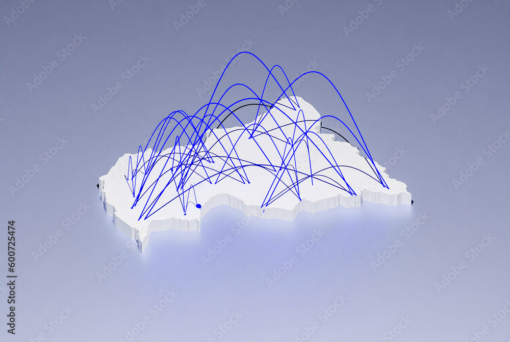 3D render Central African Republic concept map, map of Central African ...