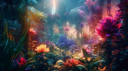 Wall Mural - magical forest in the moonlight