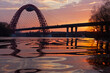 Zhivopisniy bridge arc, Moscow at sunset