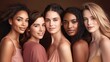 © Salsabila Ariadina - A diverse group of beautiful women with natural beauty and glowing smooth skin. Portrait of many attractive female fashion models with great skincare of all races, tones and style, Generative AI