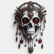 Skull as steampunk dreamcatcher relic