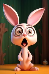 Wall Mural - Cute Cartoon Shocked Rabbit (Generative Ai)