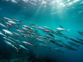 Canvas Print - School of fish, fishes under the sea