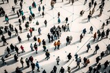 Fototapeta Przestrzenne - Aerial view of a crowd with a network of connections, generative ai