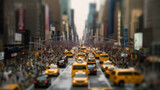 Fototapeta  - Blurred New York City streetscape, full of cars and yellow cabs. Generative AI