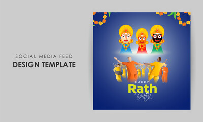 Wall Mural - Vector illustration of Happy Rath Yatra social media story feed mockup template