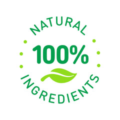 Poster - 100% ingredients of natural origin vector logo icon badge concept