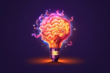 Brain Lightbulb Idea Illustration. Generative AI