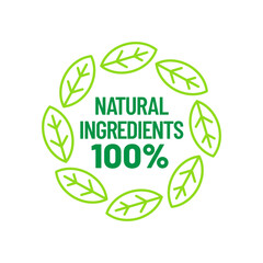 Poster - 100% ingredients of natural origin vector logo icon badge concept