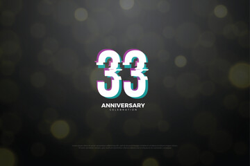 Sticker - 33rd anniversary with numbers illustration on colorful background