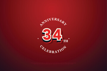 Sticker - 19th anniversary illustration background.