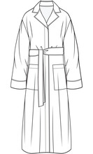 womens dressing gown flat sketch vector illustration bath rob technical cad drawing template