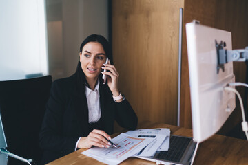 Sticker - Focused woman talking on phone