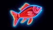 Neon fish sign on a dark background. AI generation
