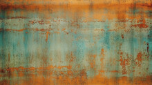 Seamless Oxidized Copper Patina Corrugated Metal Sheets Grunge Background Texture. Vintage Antique Weathered And Worn Rusted Bronze Or Brass Abstract Pattern. Orange-brown , Generative AI
