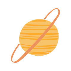 planet saturn hand drawn cartoon illustration. flat style design, isolated vector. kids print elemen