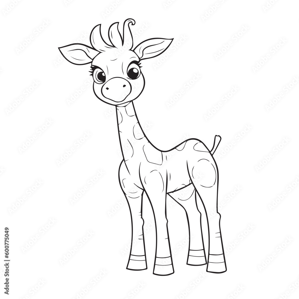 Giraffe for coloring book or coloring page for kids vector clipart