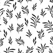 Seamless fantasy leaves pattern in black and white. Vector monochrome illustration.