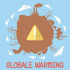 Wall Mural - concept of global warming, climate change, industrial emissions destroy atmosphere and air, natural 