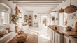 © Helena GARCIA - Ilustracion de la decoracion Interior de una cocina tradicional, rustica mediterranea tipica de Ibiza en Baleares. Generativa de IA