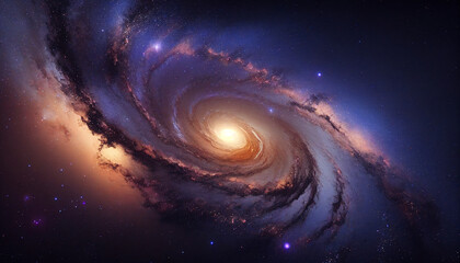 Stars and space at the center of the milky way galaxy for cosmic design, Generative AI