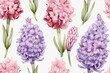Watercolor hyacinth pattern on light background. Generative AI