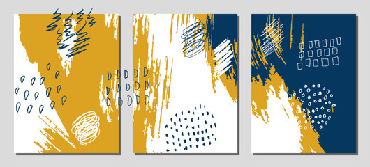 Wall Mural - collection of abstract creative backgrounds. hand painted textures set. trendy graphic artwork for p