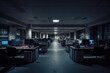 © Ecleposs - Empty modern office space at night generative ai illustration