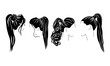 ponytail hairstyle for long hair set of silhouettes, stylish styling with a high position